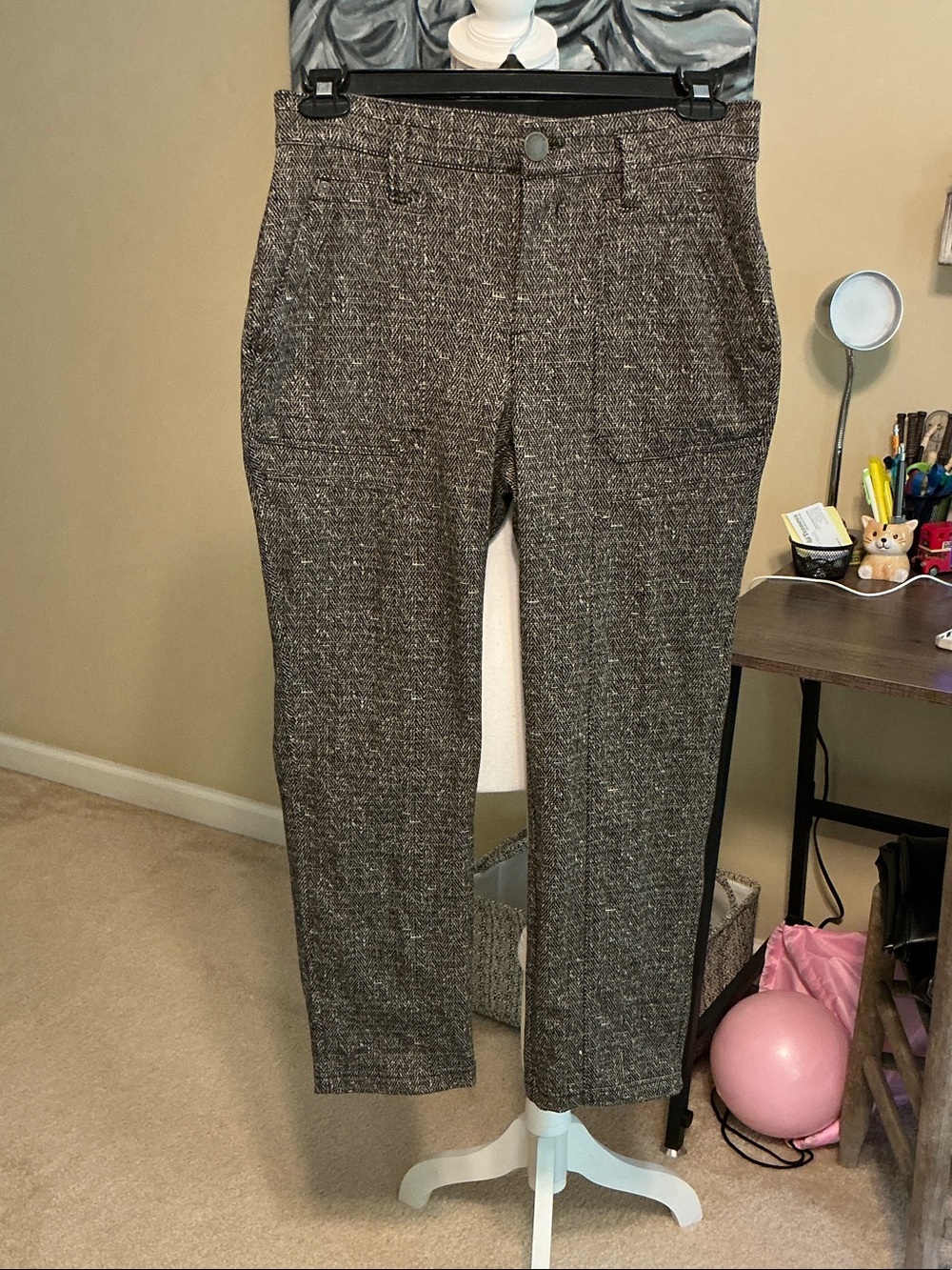 Democracy Brown Tweed Slim Straight Trousers